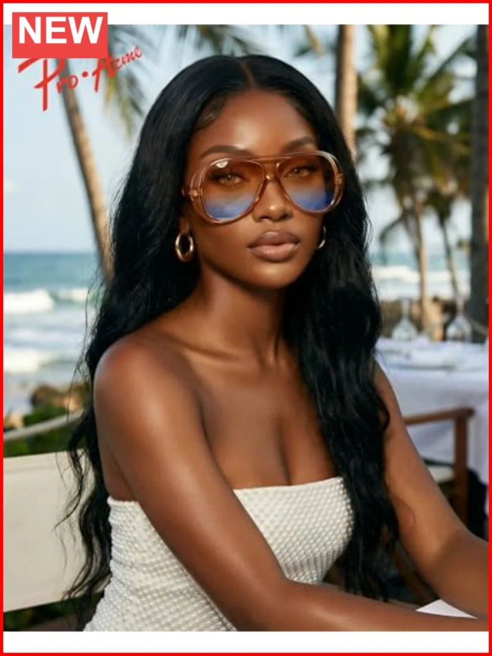 Oversized Aviator Sunglasses UV400 HD Protection Lightweight Plastic Frame